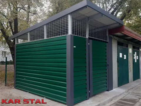 Wiata śmietnikowa w kolorze zielonym – realizacja Kar Stal