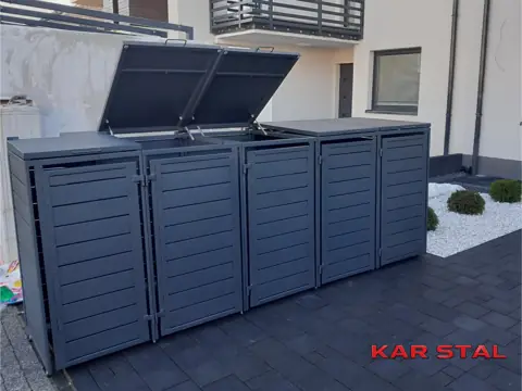 Zabudowa na 5 pojemników z otwieraną klapą – realizacja Kar Stal