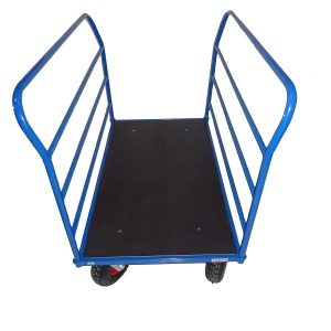 Wózek systemowy Kronos 80x60 cm z dwoma burtami i kołami pompowanymi — producent Karstal