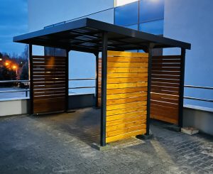 Wiata samochodowa carport 4x3 m z roletami drewnianymi — producent Karstal