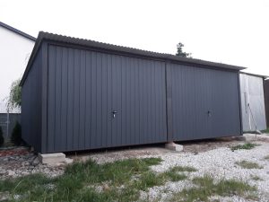 Garaż blaszany dwustanowiskowy 6x6 m z dachem jednospadowym — producent Karstal