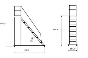 Drabina jezdna stalowa 14+1 stopni 3,75 m — producent Karstal