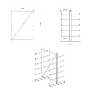 Regał wspornikowy dwustronny 1,35 m 4800 kg — producent Karstal