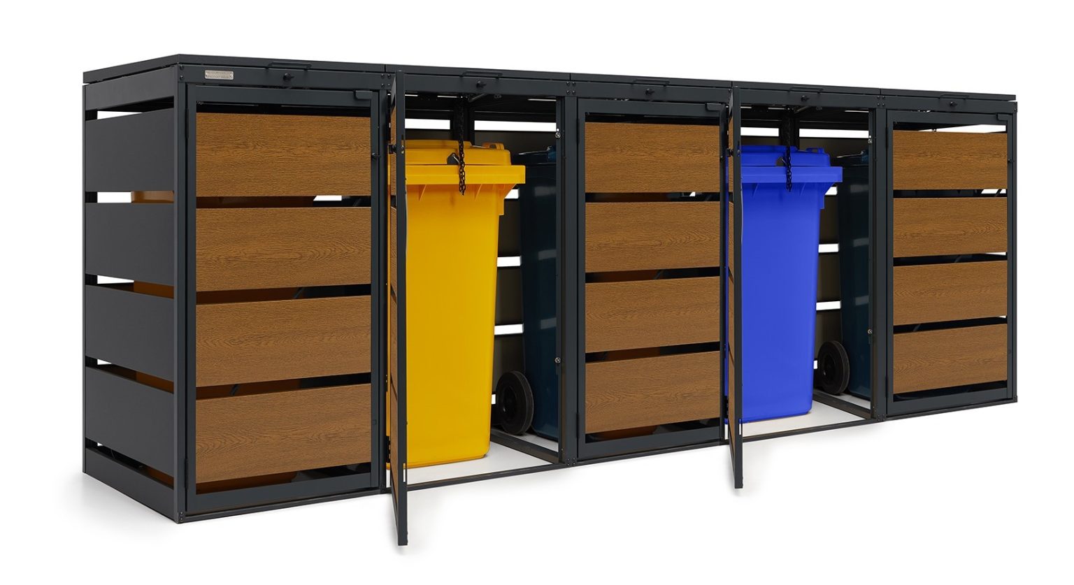 Osłona śmietnika na 5 pojemników 120L szerokość 295 cm – producent Karstal