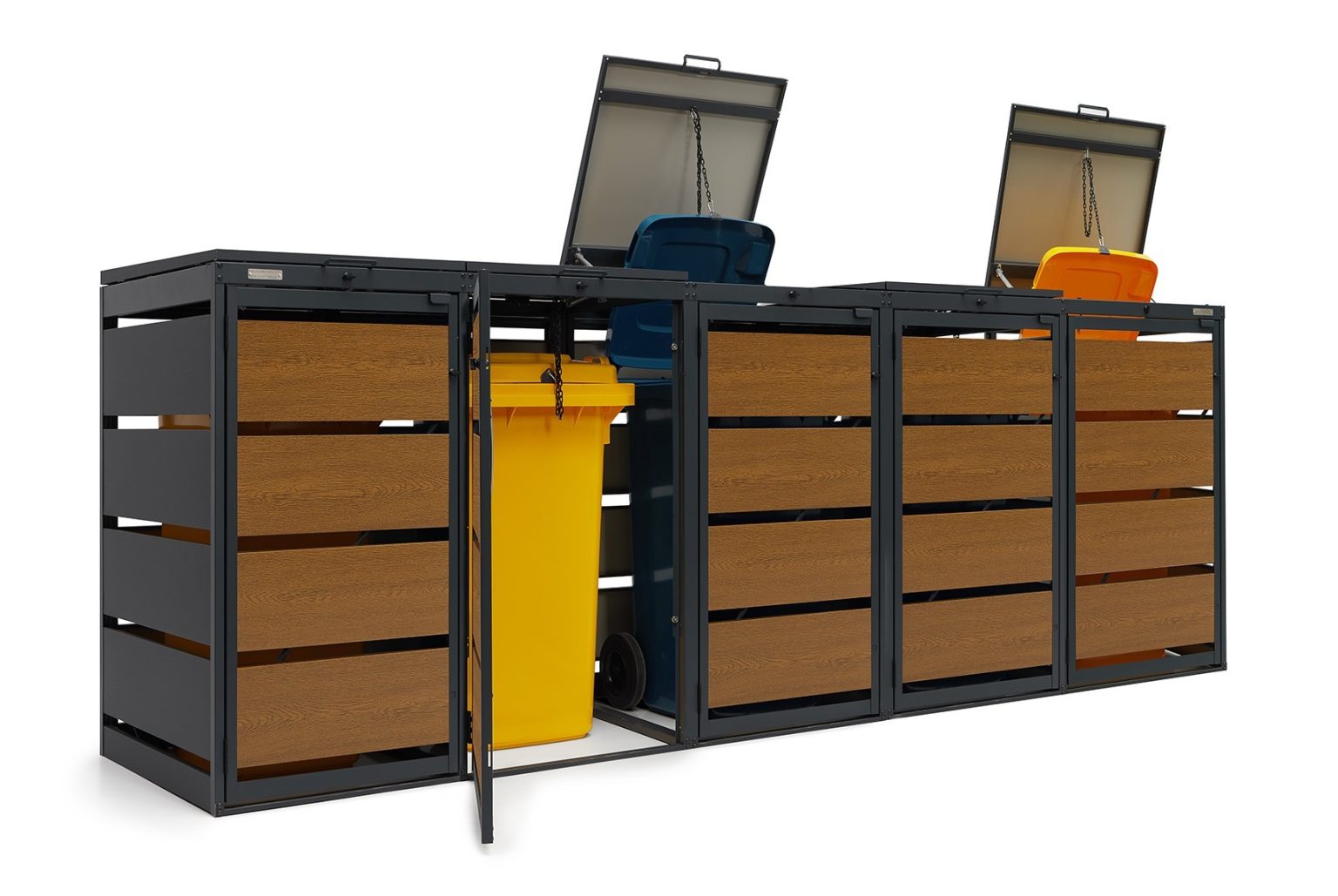 Osłona śmietnika na 5 pojemników 120L szerokość 295 cm – producent Karstal