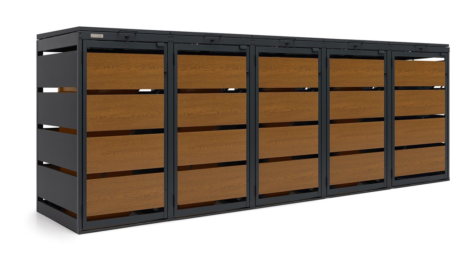 Osłona śmietnika na 5 pojemników 120L szerokość 295 cm – producent Karstal
