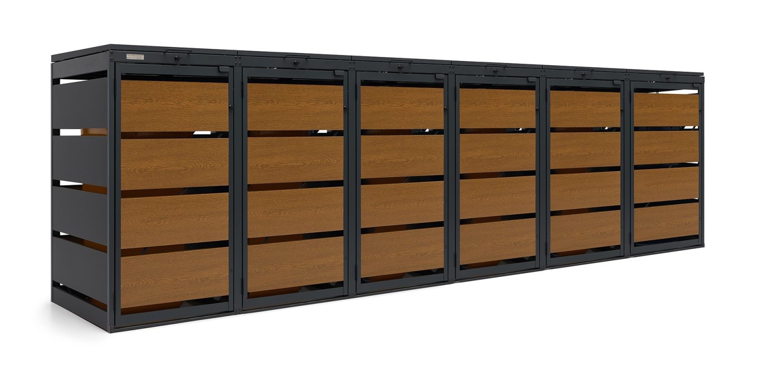 Osłona śmietnika na 6 pojemników 120L szerokość 354 cm – producent Karstal
