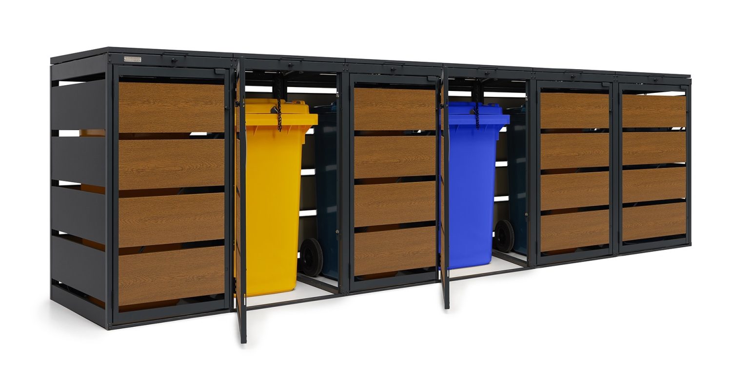 Osłona śmietnika na 6 pojemników 120L szerokość 354 cm – producent Karstal