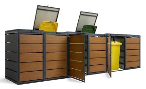Zabudowa koszy osłona śmietnika na 6 pojemników 240 L – producent Karstal