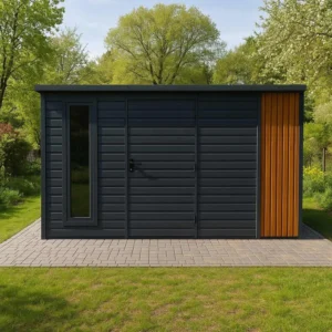 Domek ogrodowy z blachy – architektura ogrodowa Karstal
